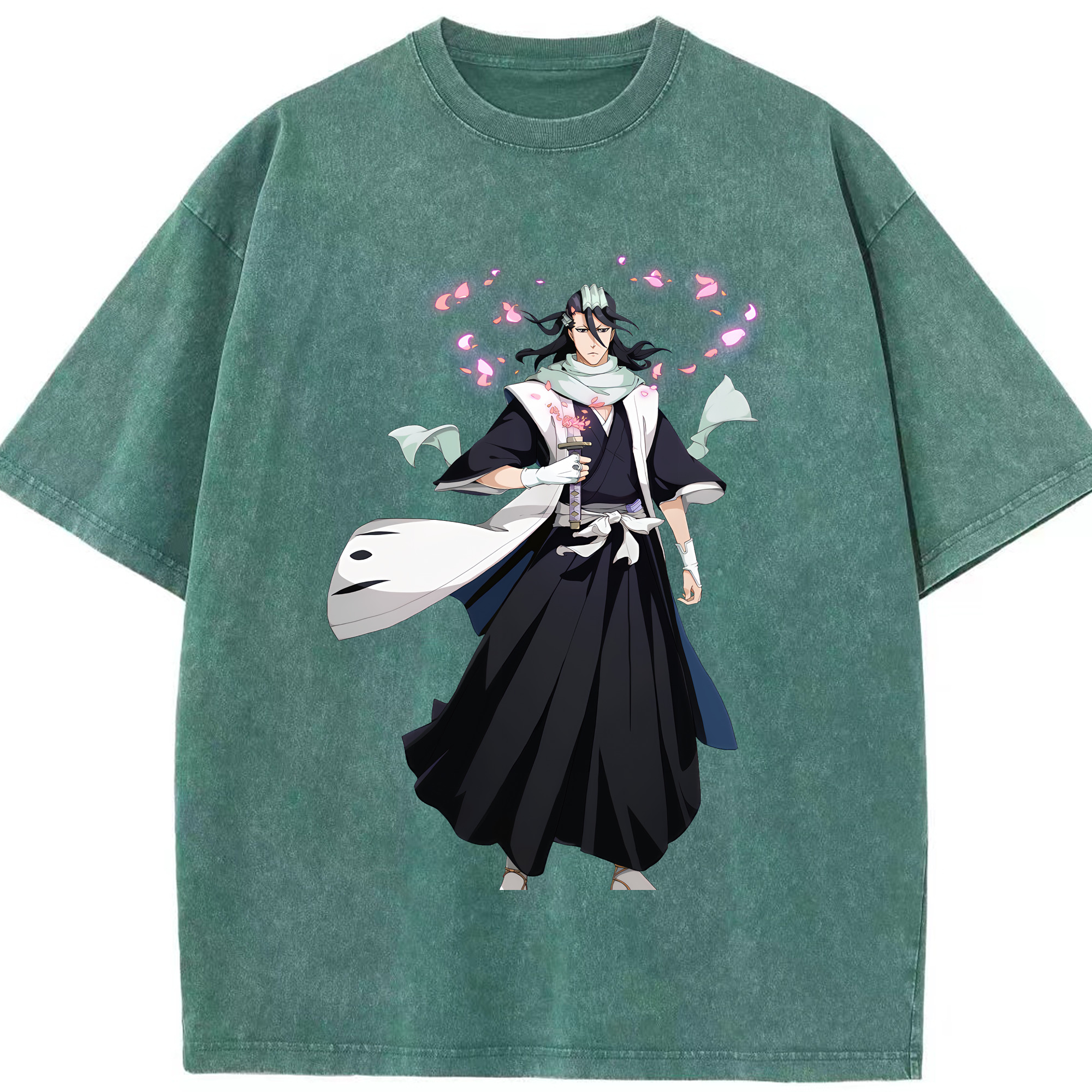 （画像用） ブリーチ くちき びゃくや BLEACH Kuchiki Byakuya 綿100% ヴィンテージ風 半袖Tシャツ（フロントプリント）
